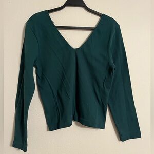 XXL Dark Green Ribbed Long Sleeve